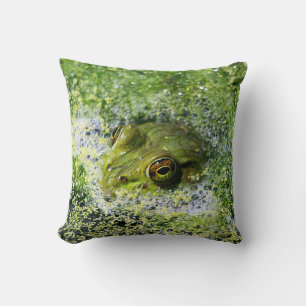 Frog Eyes in a Pond Throw Pillow