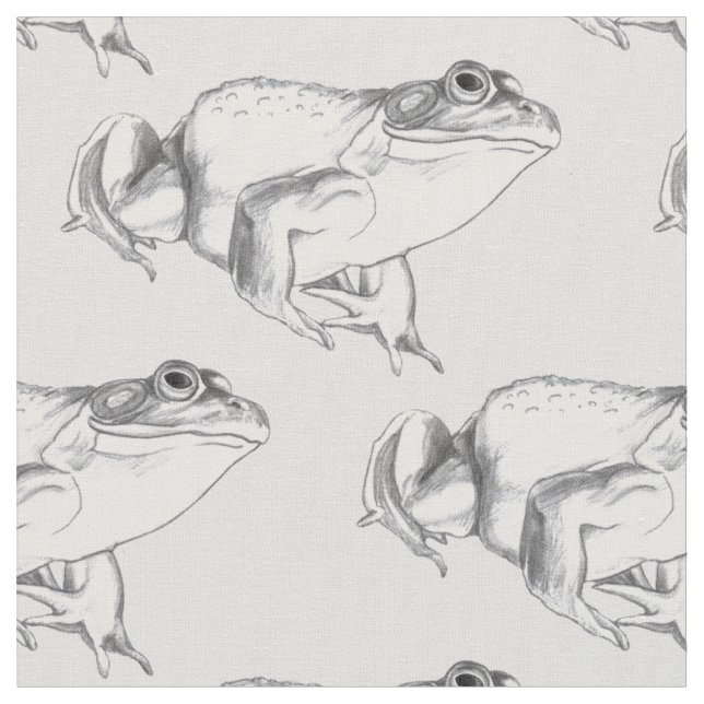 Frog Fabric Bullfrog Art Pattern Fabrics (Close Up)