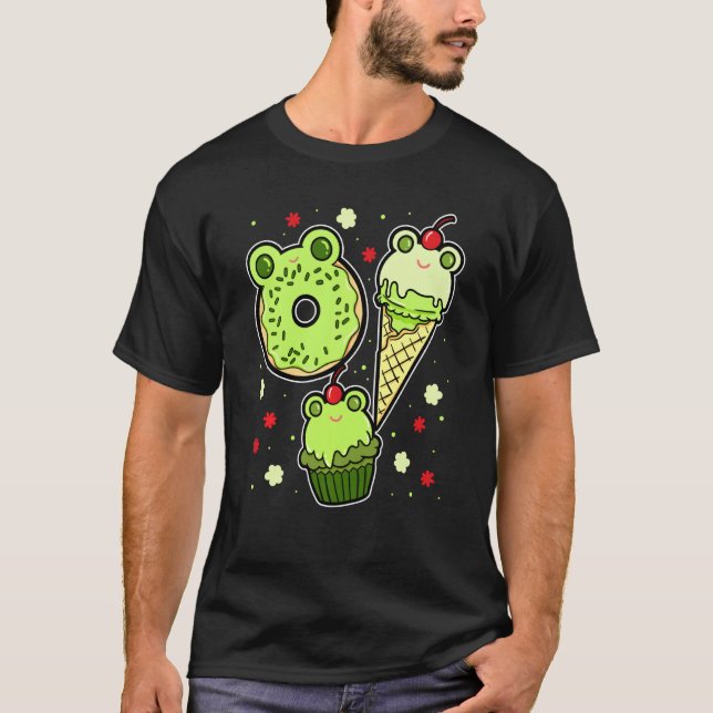 Frog Face Toad Amphibian Froggy Doughnut Ice Cream T-Shirt (Front)