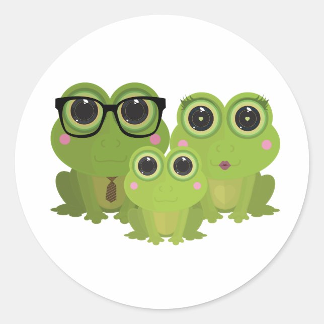 Frog Family Classic Round Sticker (Front)
