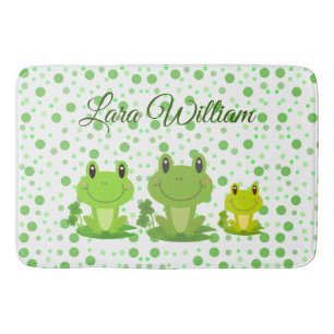 Frog Family Green Kids Bath Mat
