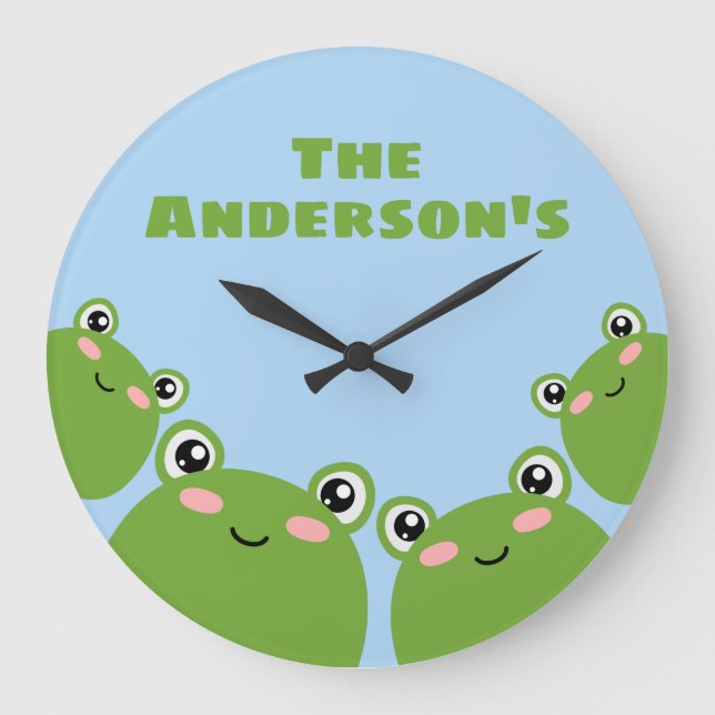 Frog Family Large Clock (Front)