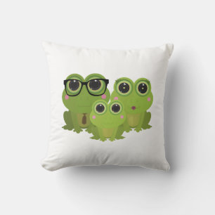 Frog Family Throw Pillow