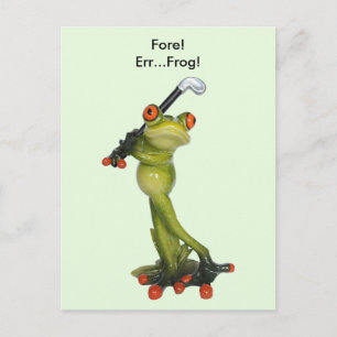 Frog Figurine Golfer Postcard