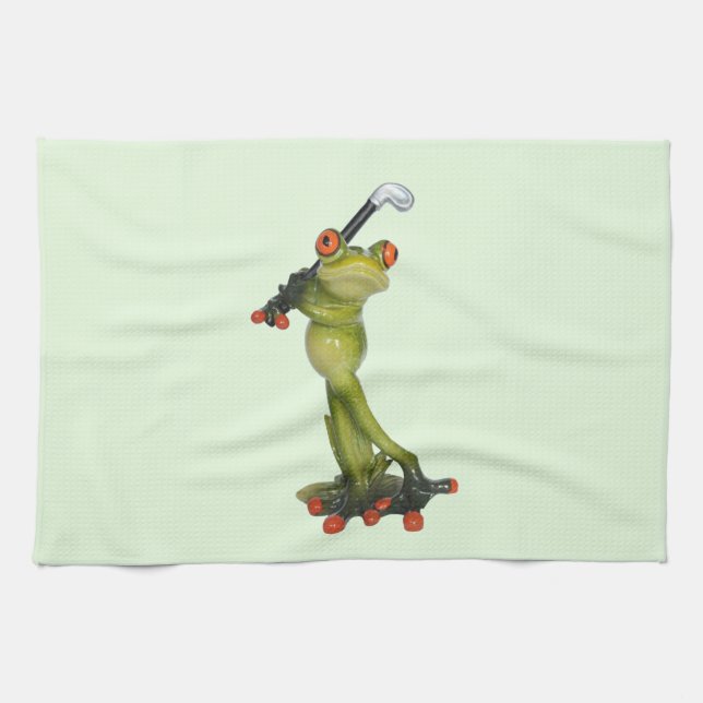 Frog Figurine Golfer sur cuisine & serviette de sp (Horizontal)