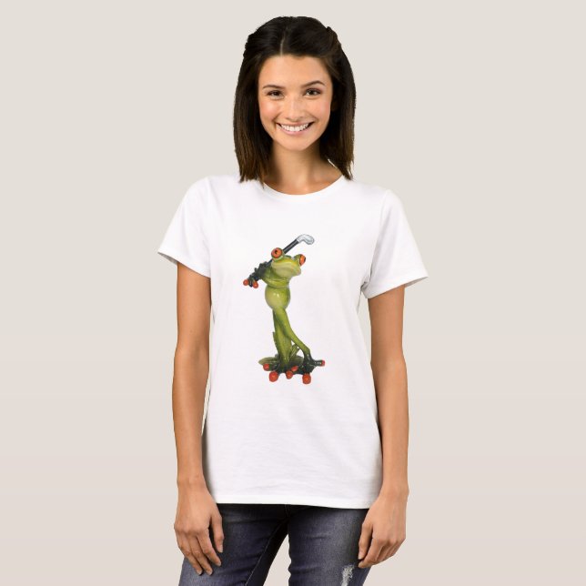 Frog Figurine Golfer T-Shirt (Front Full)