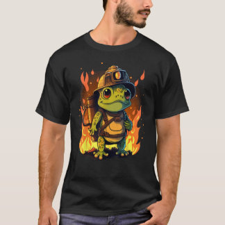 Frog Fireman on Firefighter Frog T-Shirt