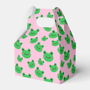 Frog First Birthday party Croaking Green Glitter Favor Box