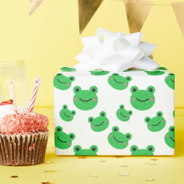 Frog First Birthday party Croaking Green Glitter Wrapping Paper (Birthday Party)