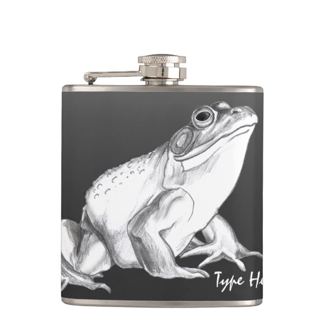 Frog Flask Personalized Bull Frog Art Drink Flask (Front)