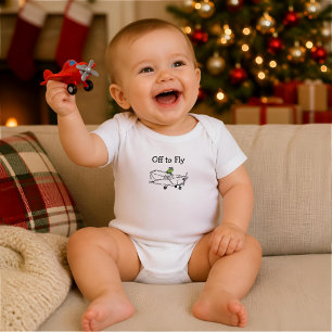 Frog Flies Airplane Personalized Baby Boy Aviation Bodysuit