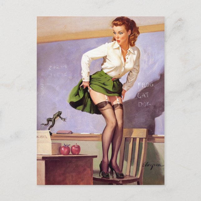 Frog for Teacher Pin Up Postcard (Front)