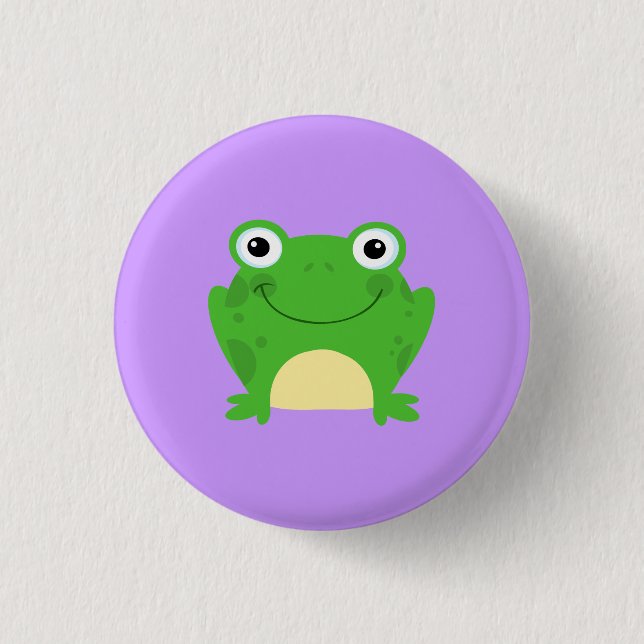 Frog Frogs Amphibian Green Cute Cartoon Animal 1 Inch Round Button (Front)