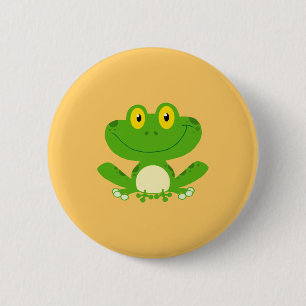 Frog Frogs Amphibian Green Cute Cartoon Animal 2 Inch Round Button