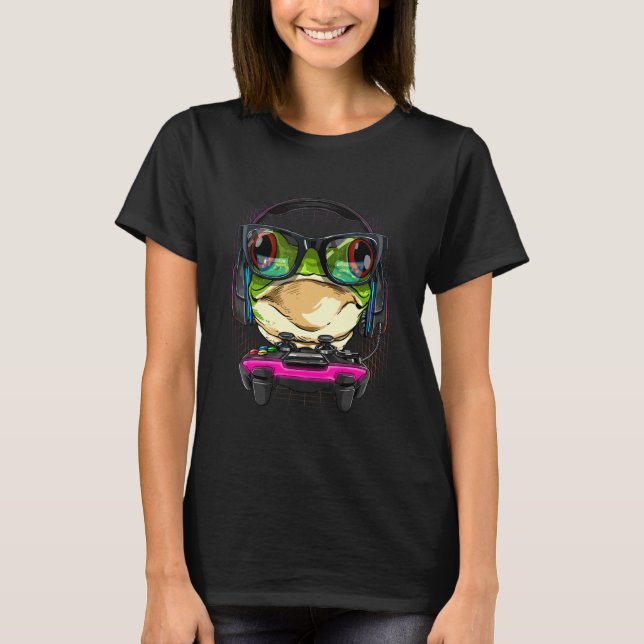 Frog Gamer Pc Computer Video Game  Streaming Gamin T-Shirt (Front)