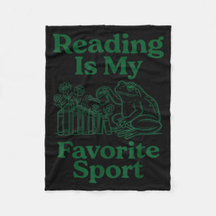 Frog garden read cute men women kids reading fleece blanket