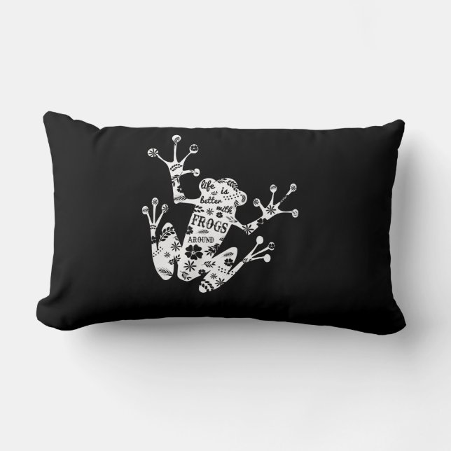 Frog Gift | I Love Frog White Lumbar Pillow (Front)