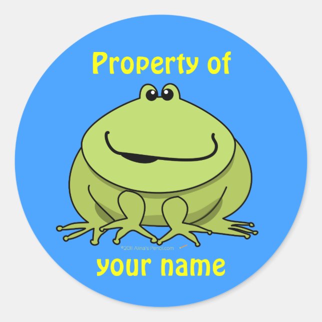 Frog Gifts Cute Green Frog Custom Name Stickers (Front)