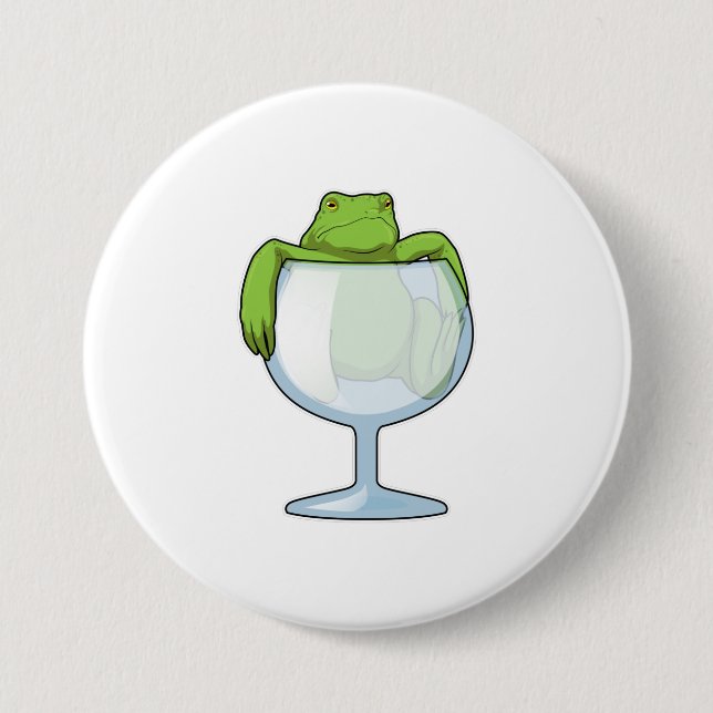 Frog Glass 3 Inch Round Button (Front)