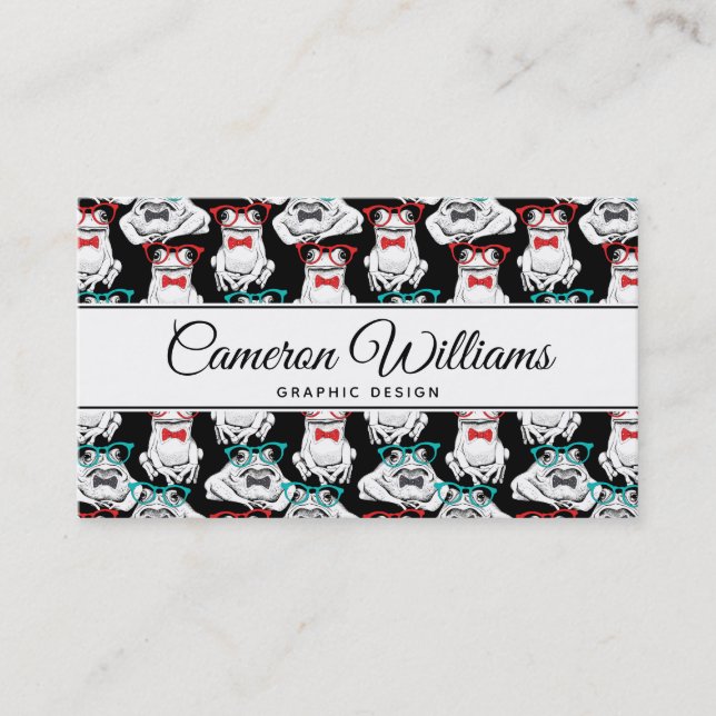 Frog Glasses Pattern | Add Your Name Business Card (Front)