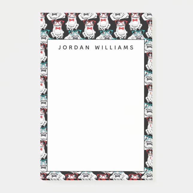 Frog Glasses Pattern | Add Your Name Post-it Notes (Front)