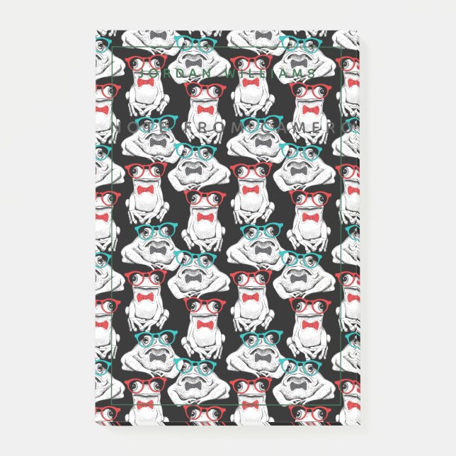 Frog Glasses Pattern | Add Your Name Post-it Notes (Front)