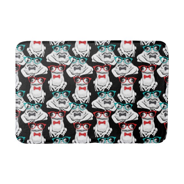 Frog Glasses Pattern Bath Mat (Front)