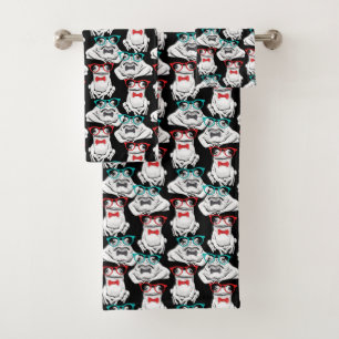 Frog Glasses Pattern Bath Towel Set