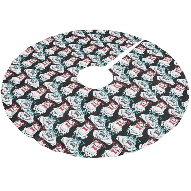 Frog Glasses Pattern Brushed Polyester Tree Skirt (Angled)