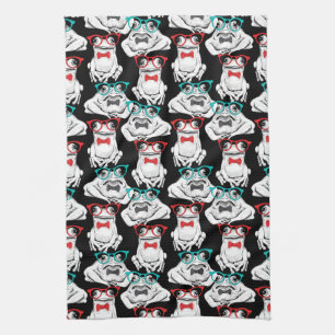 Frog Glasses Pattern Kitchen Towel