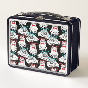 Frog Glasses Pattern Metal Lunch Box