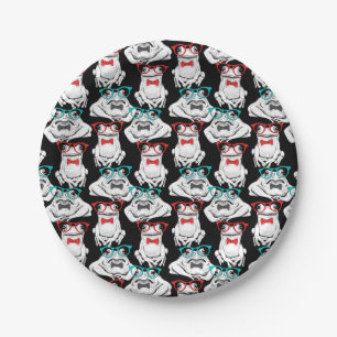 Frog Glasses Pattern Paper Plate