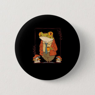 Frog Goblincore Academia Aesthetic Mushroom 2 Inch Round Button