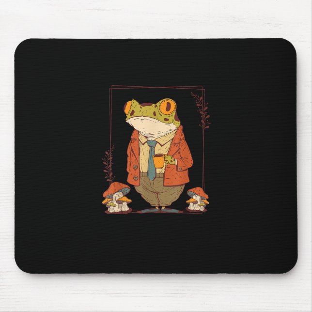 Frog Goblincore Academia Aesthetic Mushroom Mouse Pad (Front)