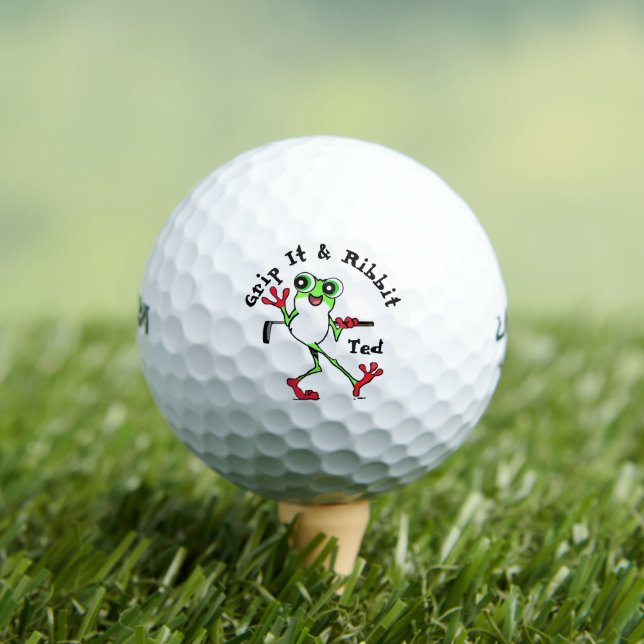 Frog Golfing Grip It and Ribbit Funny Personalized Golf Balls (Insitu Tee)
