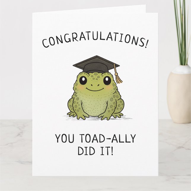 Frog Graduation Pun New Grad Punny Toad Greeting Card (Front)