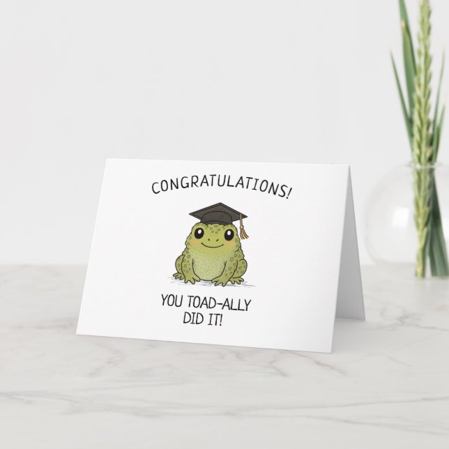 Frog Graduation Pun New Grad Punny Toad Greeting Card (Front)