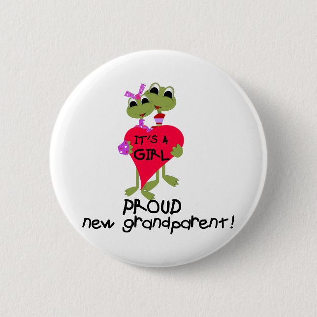 Frog Grandparent of Baby Girl 2 Inch Round Button (Front)