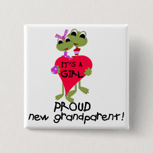 Frog Grandparent of Girl Tshirts and Gifts 2 Inch Square Button