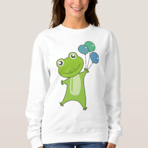 Frog Green Balloons Funny Animals Kids Sweatshirt