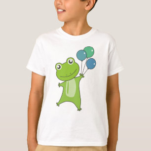 Frog Green Balloons Funny Animals Kids T-Shirt