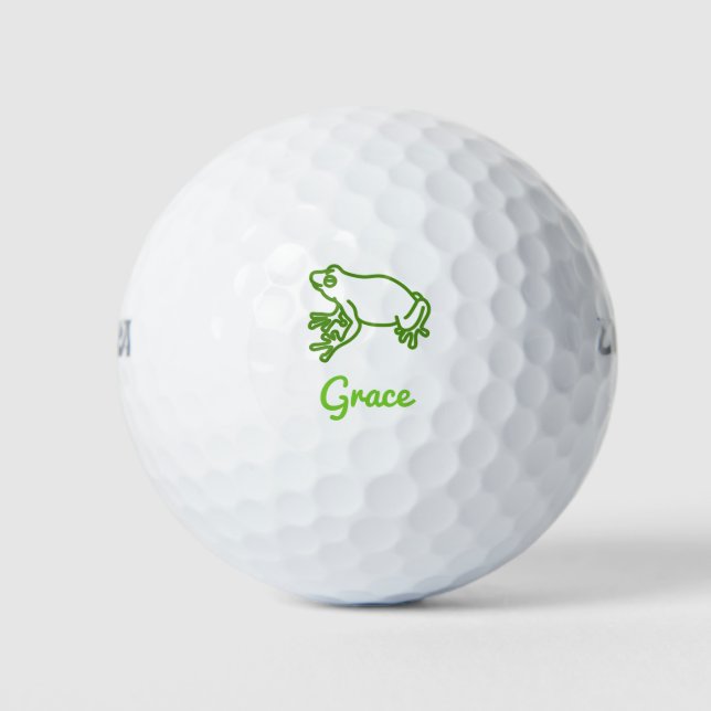 Frog Green Cute Animal Girly Adorable  Golf Balls (Front)