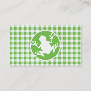 Frog; Green Gingham Business Card