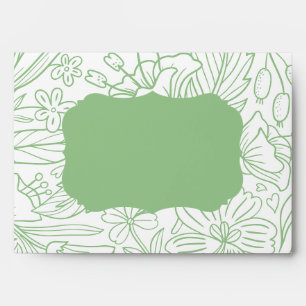Frog Green White Floral Pattern Frame Envelope