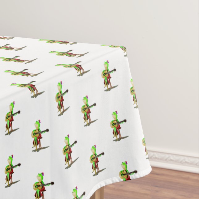 Frog Guitar Player Funny Tablecloth (In Situ)
