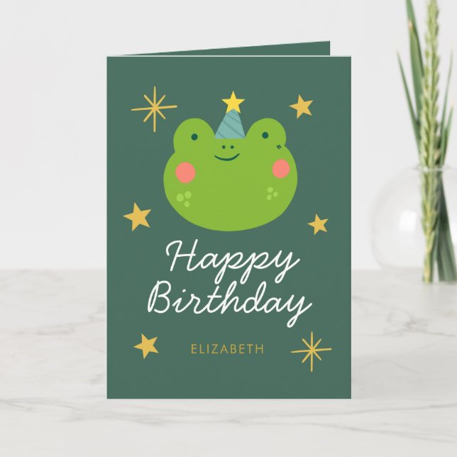 Frog Happy Birthday Cute Card (Front)