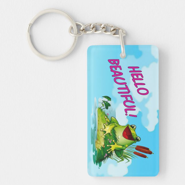 Frog, Hello Beautiful Keychain (Front)