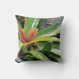 Frog Hiding in Plant Throw Pillow