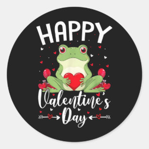 Frog Holding Heart Loves Happy Valentines Day  Classic Round Sticker