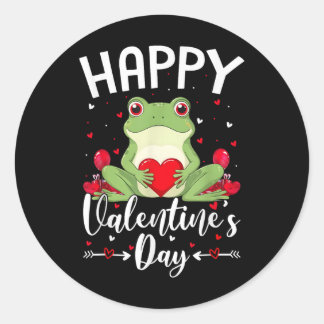 Frog Holding Heart Loves Happy Valentines Day Classic Round Sticker